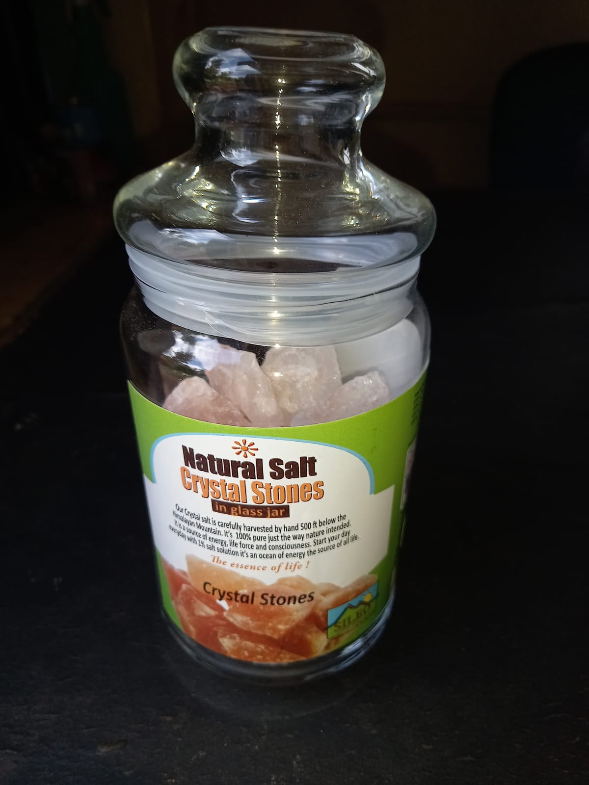 Natural Salt Crystals Stones In Glass Jar