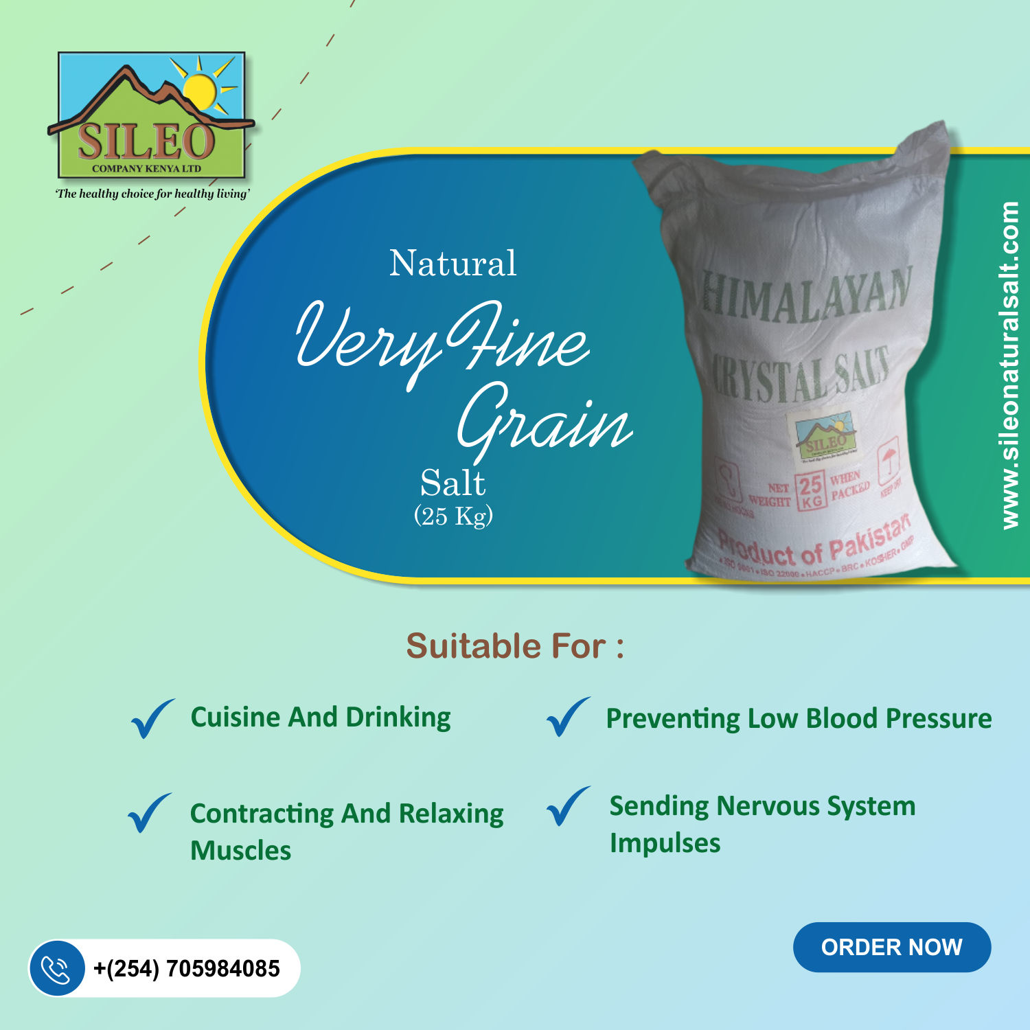 Natural salt very fine grain 25kg