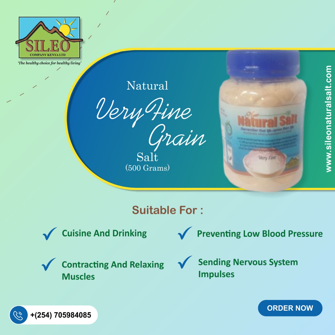 Sileo Salt Natural Very Fine Grain Salt 500g